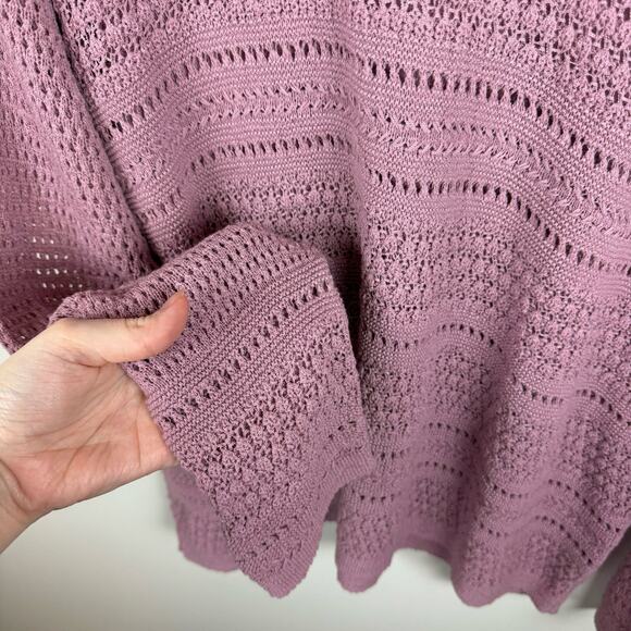 J Jill Crochet Open Weave Pink Pullover Sweater Sz L | Beachy Coastal Grandma - Picture 5 of 13